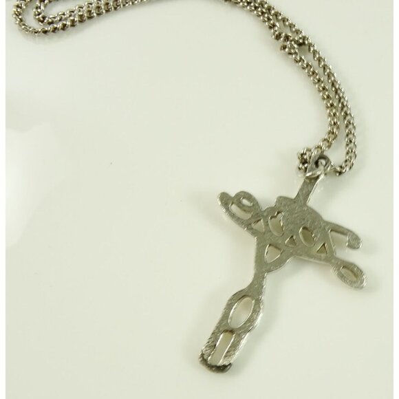 I Love You Cross Necklace Claspless Silvertone 26in Christian Religious Jewelry - Picture 3 of 5